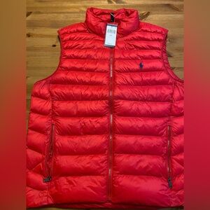 NWT Polo Ralph Lauren Men's Packable Red Puffer Vest- Medium